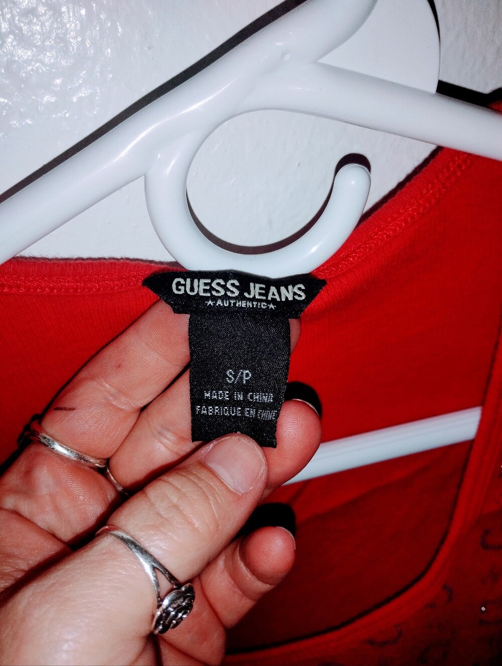 Guess Red Tank Top with Silver Glitter G's Logo Pattern - Picture 2 of 3